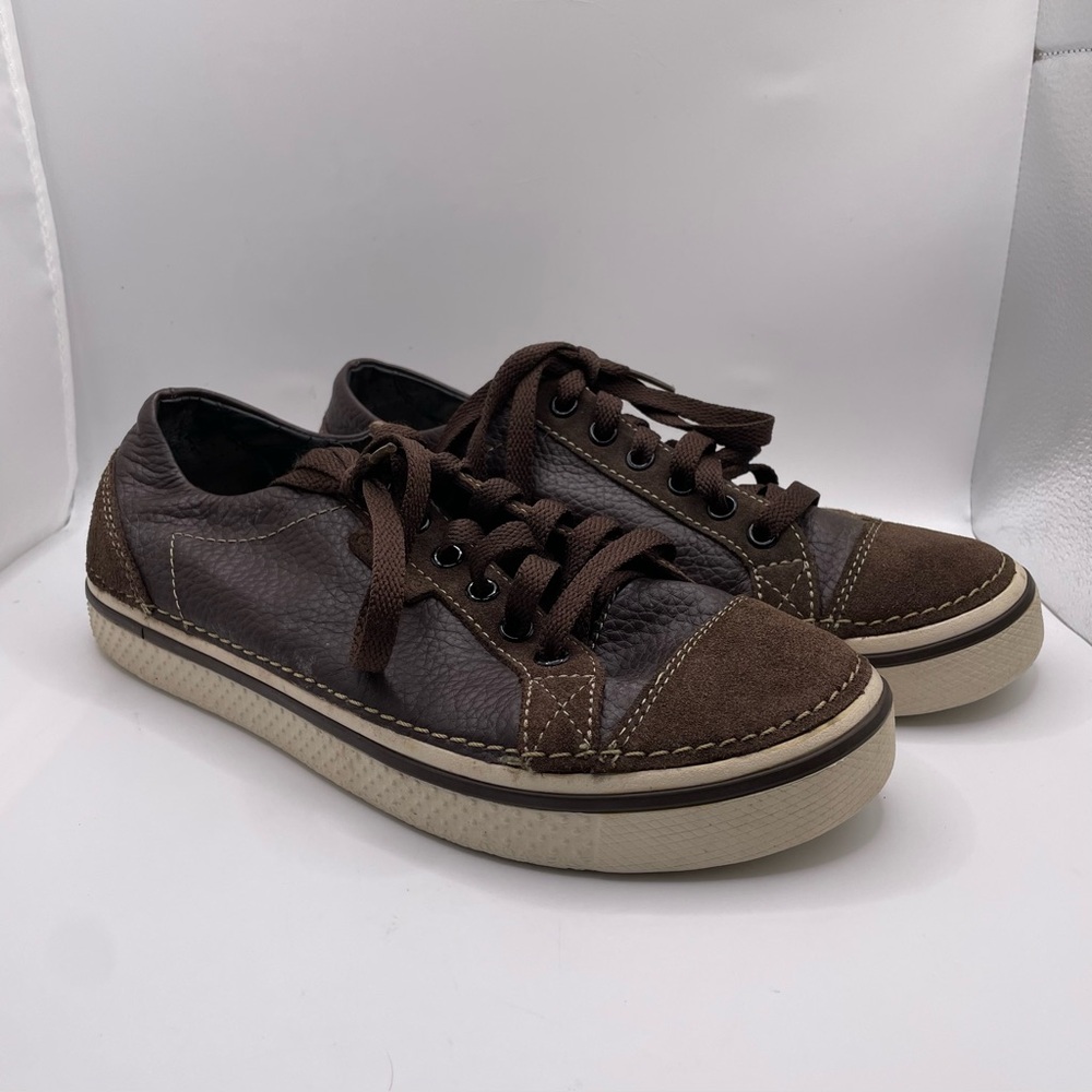 Crocs Hover Lace Up Shoes Men's Size 7 Brown Leather Beach Summer